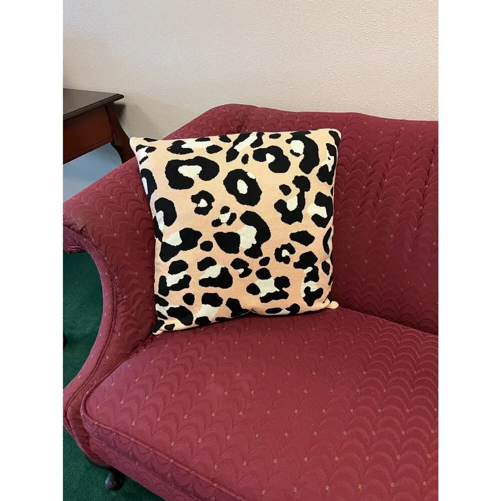 Pink leopard knit accent throw pillow cover only 18